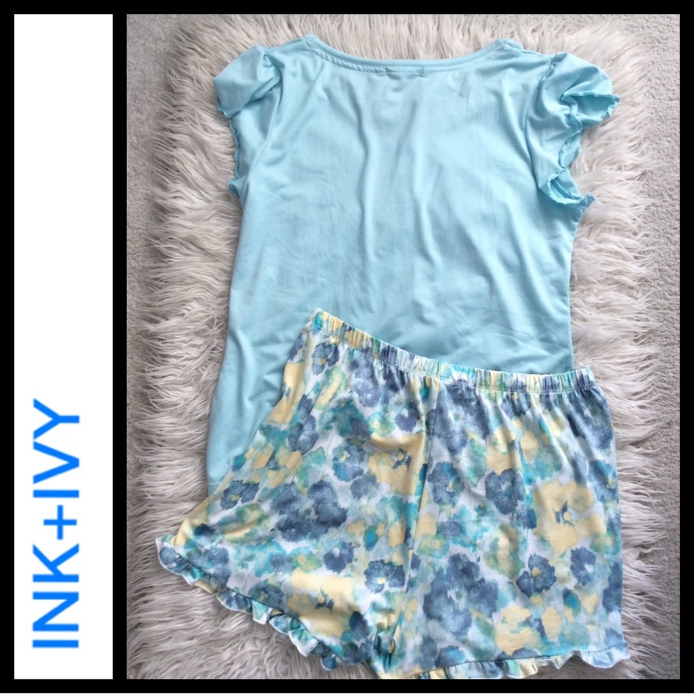 NWOT Ink + Ivy 2-Piece Ruffle Short Sleep Set - Picture 4 of 8
